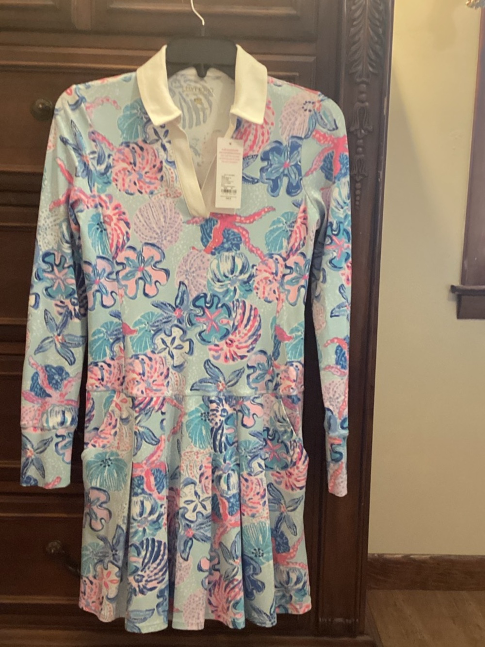 Lilly Pulitzer Light Blue Pink Coral Floral Mini Dress